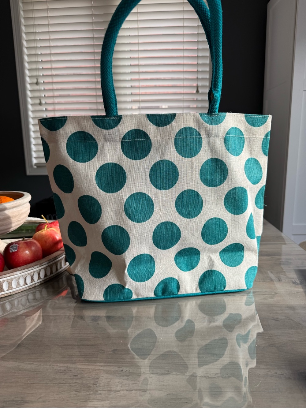 Canvas Teal Polka Dot Tote Bag - Stylish Women’s Handbag